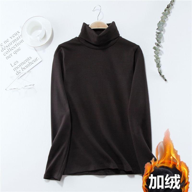 Long-Sleeve Turtleneck Plain T-Shirt Product Image