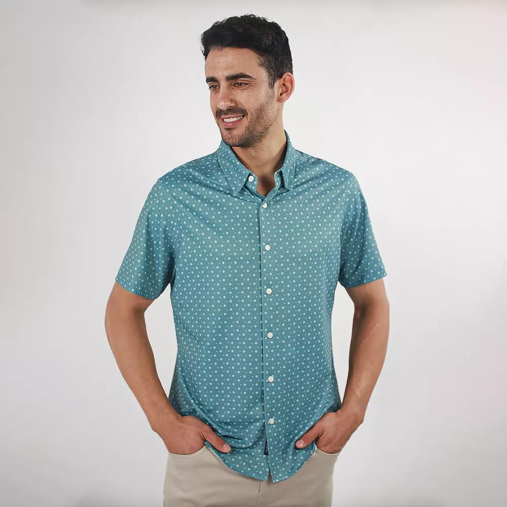 Men's JACHS NY Short Sleeve 4-Way Stretch Knit Performance Shirt, Size: Medium, Light Blue Product Image