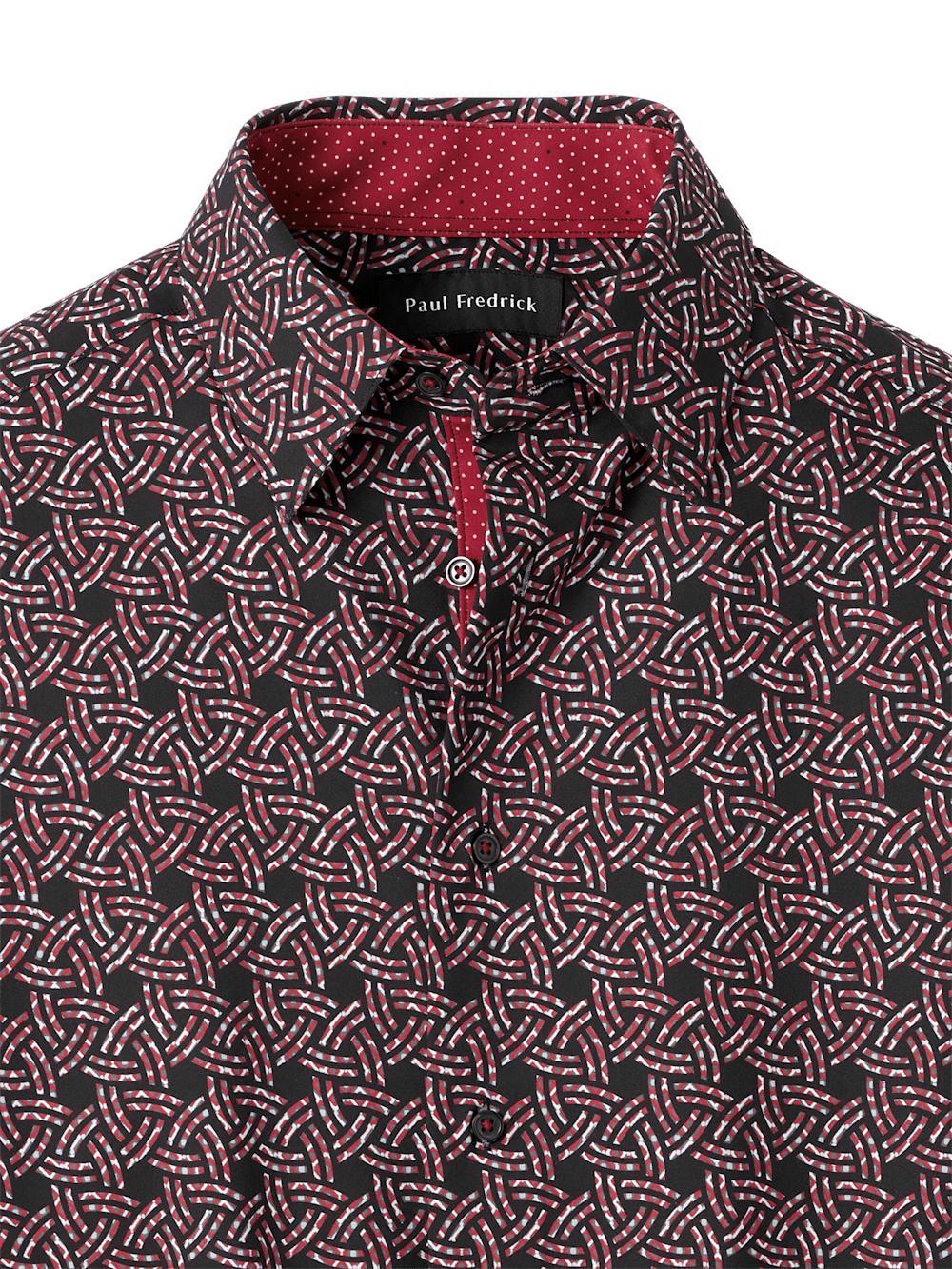 Performance Stretch Geometric Casual Shirt - Black/red Product Image