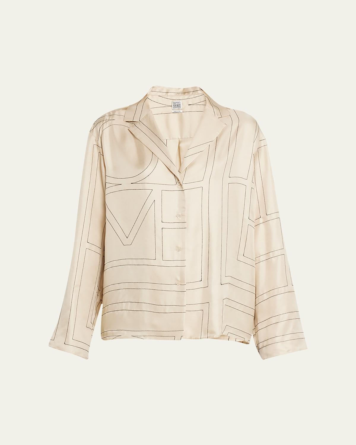 Womens Logo Stitch Silk Top Product Image