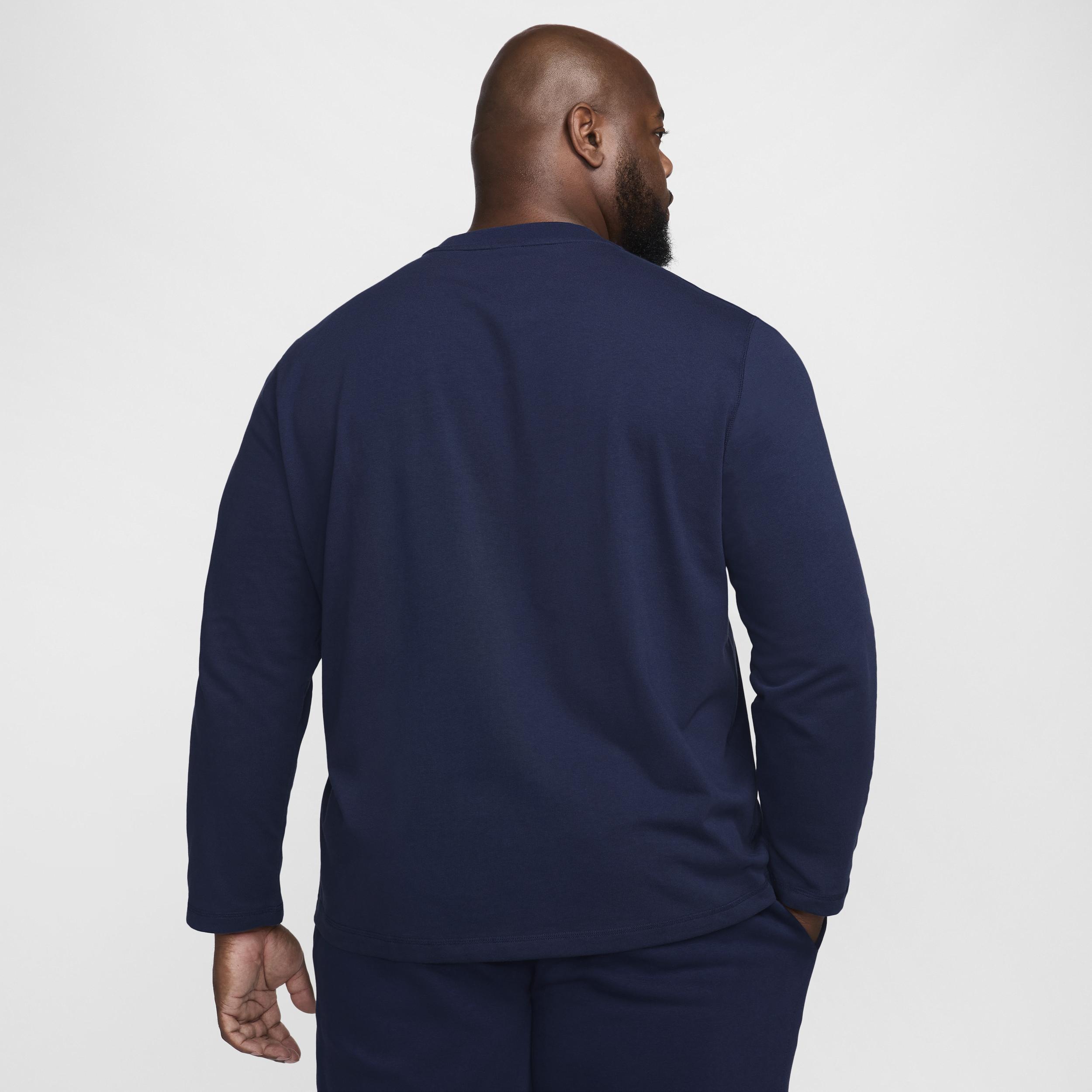 Men's Nike Club Fleece Long Sleeve Henley, Size: Medium, Black Product Image
