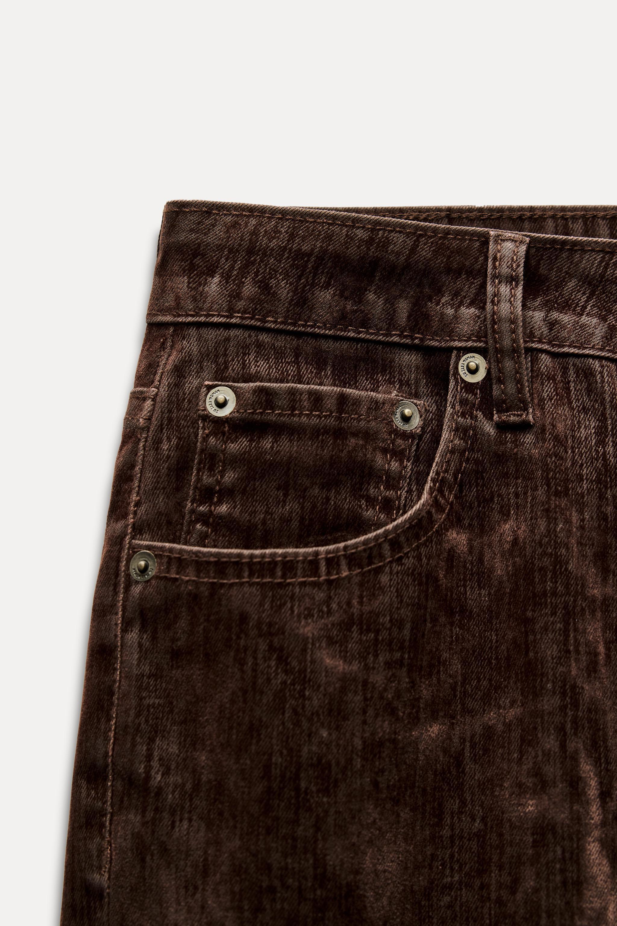 ZW COLLECTION HIGH WAIST CROPPED BOOTCUT FLOCKED JEANS Product Image