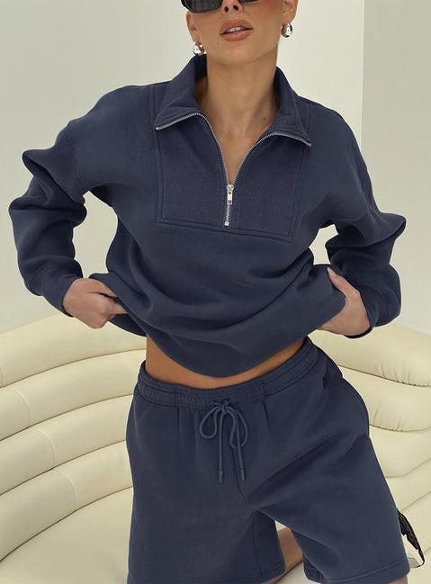 Dream Fleece Quarter Zip Sweatshirt Navy Product Image