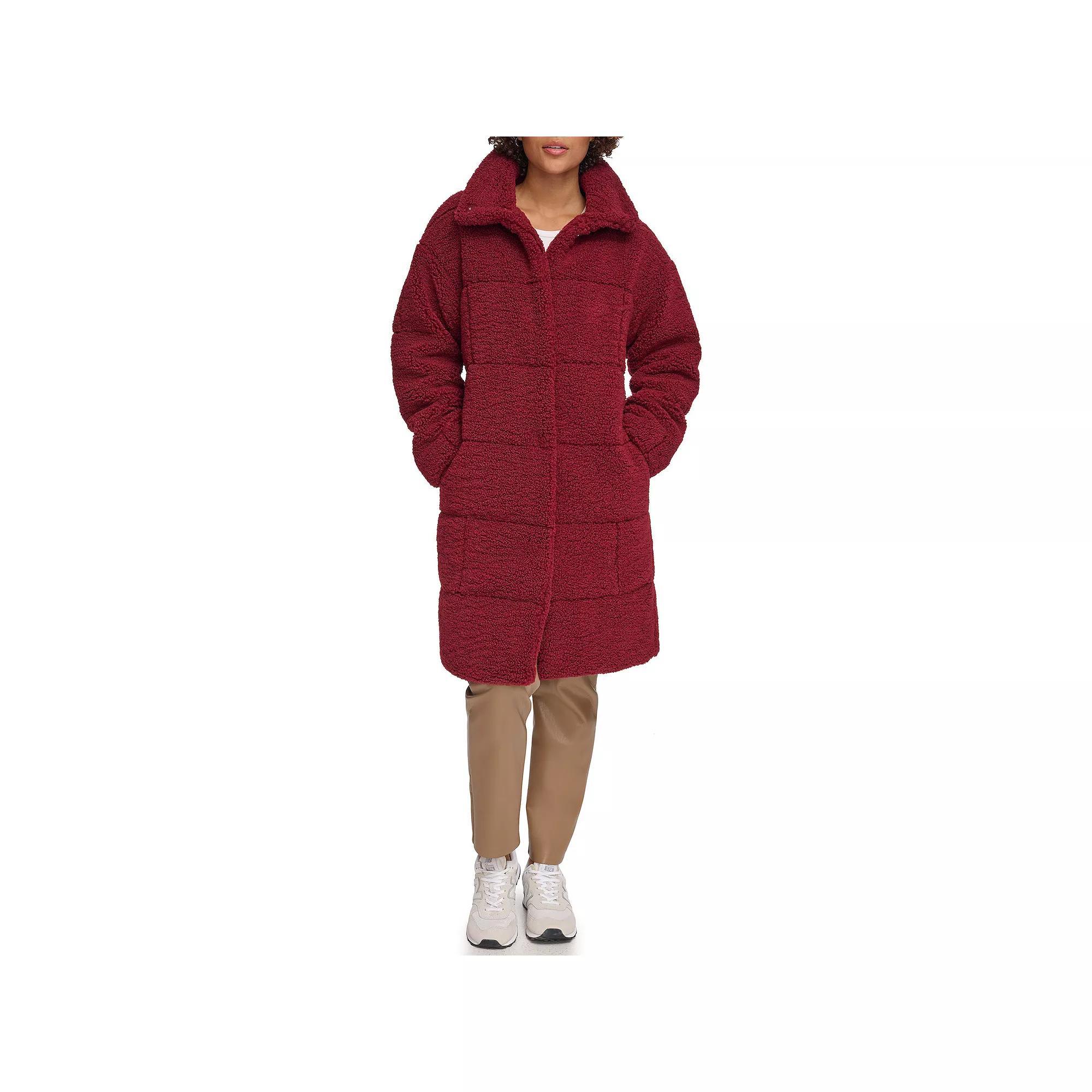 Women's Levi's® Long Quilted Sherpa Coat, Size: Medium, Darkest Green Product Image