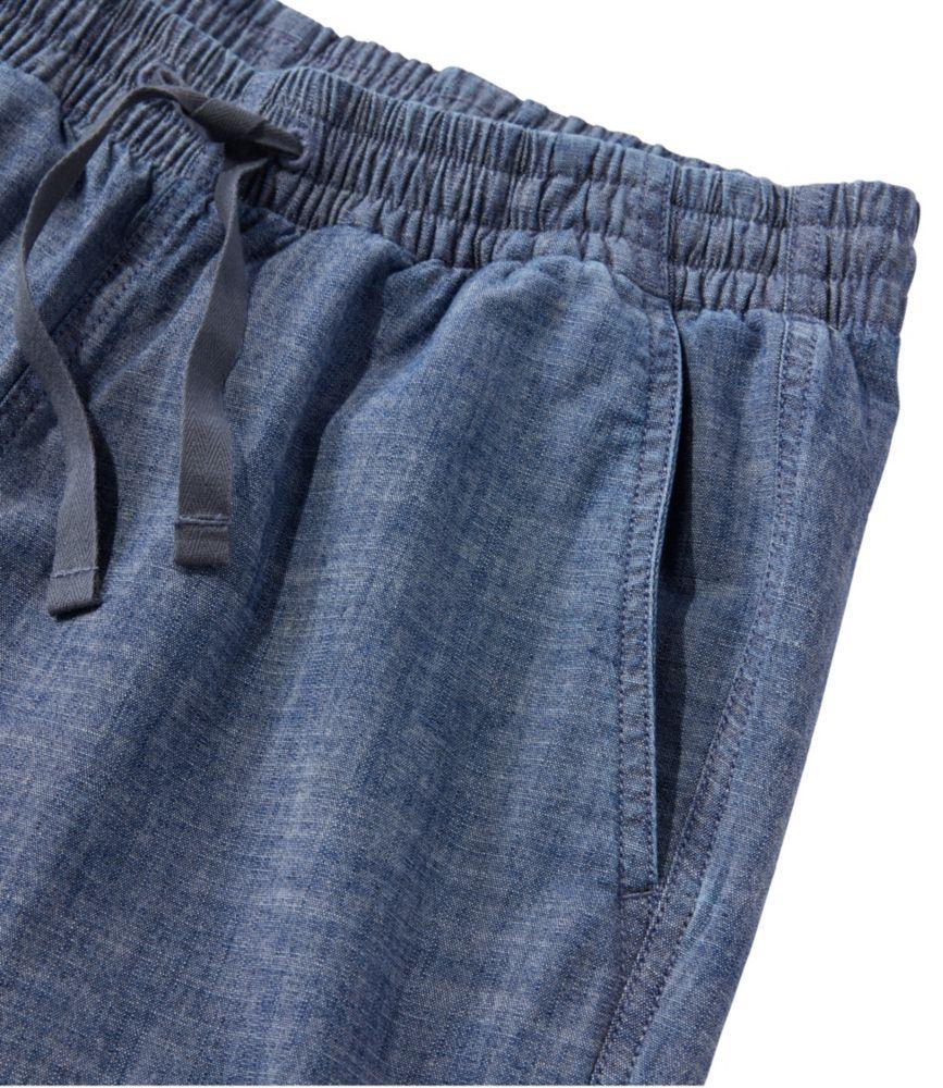 Women's Lakewashed Pull-On Chinos, Mid-Rise Wide-Leg Crop Chambray Product Image