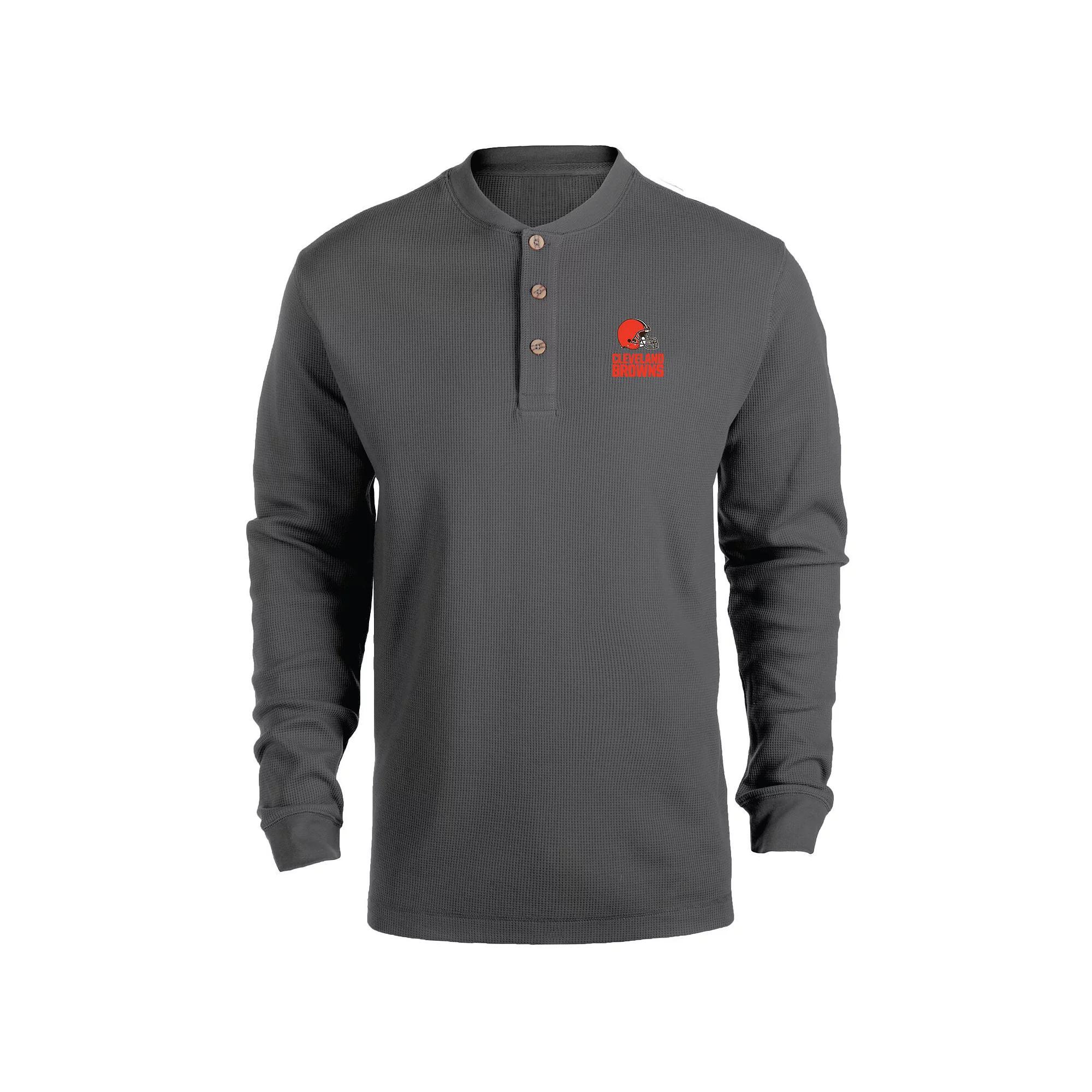 Mens Heathered Gray Detroit Lions Maverick Thermal Henley Long Sleeve T-Shirt Product Image