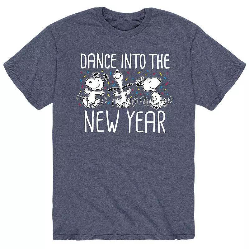 Mens Peanuts Dance In New Year Tee Grey Blue Product Image