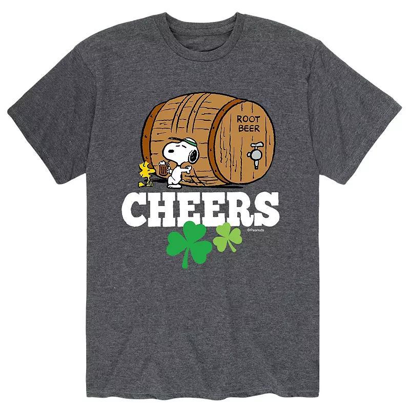 Men's Peanuts Snoopy St. Patrick's Day "Cheers" Root Beer Tee, Size: XL, Gray Product Image