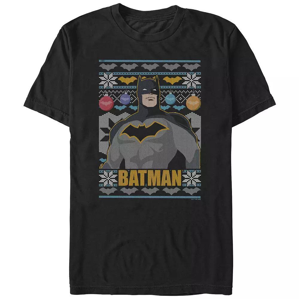 Big & Tall Batman Christmas Sweater Graphic Tee, Men's, Size: 4XL Tall, Black Product Image