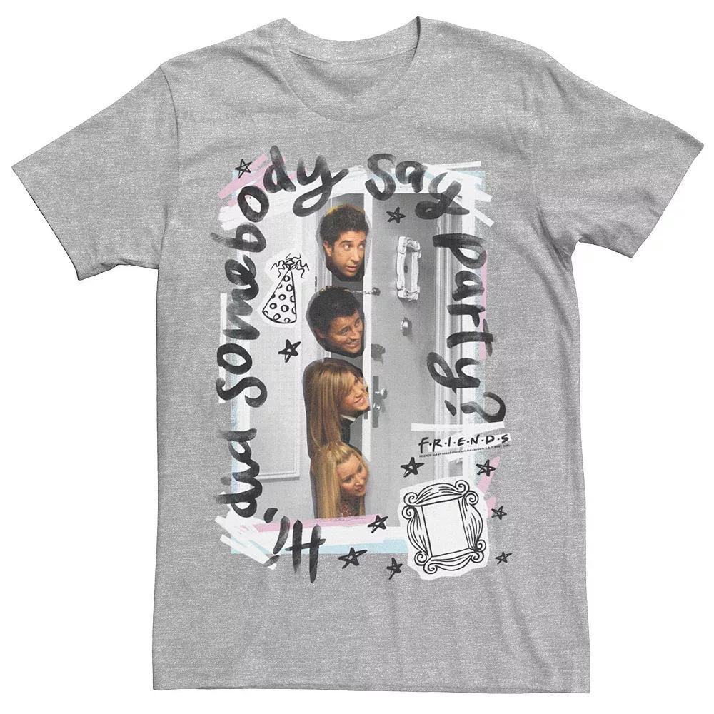 Mens Friends Hi Did Somebody Say Party Group Shot Tee Athletic Grey Product Image