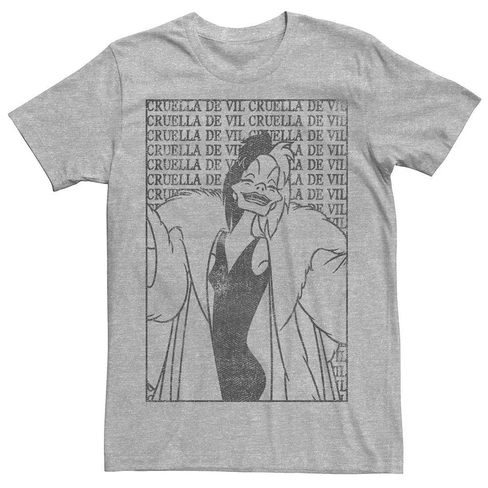 Disney's Dalmatians Cruella Card Poster Men's Tee, Size: Large, Athletic Grey Product Image