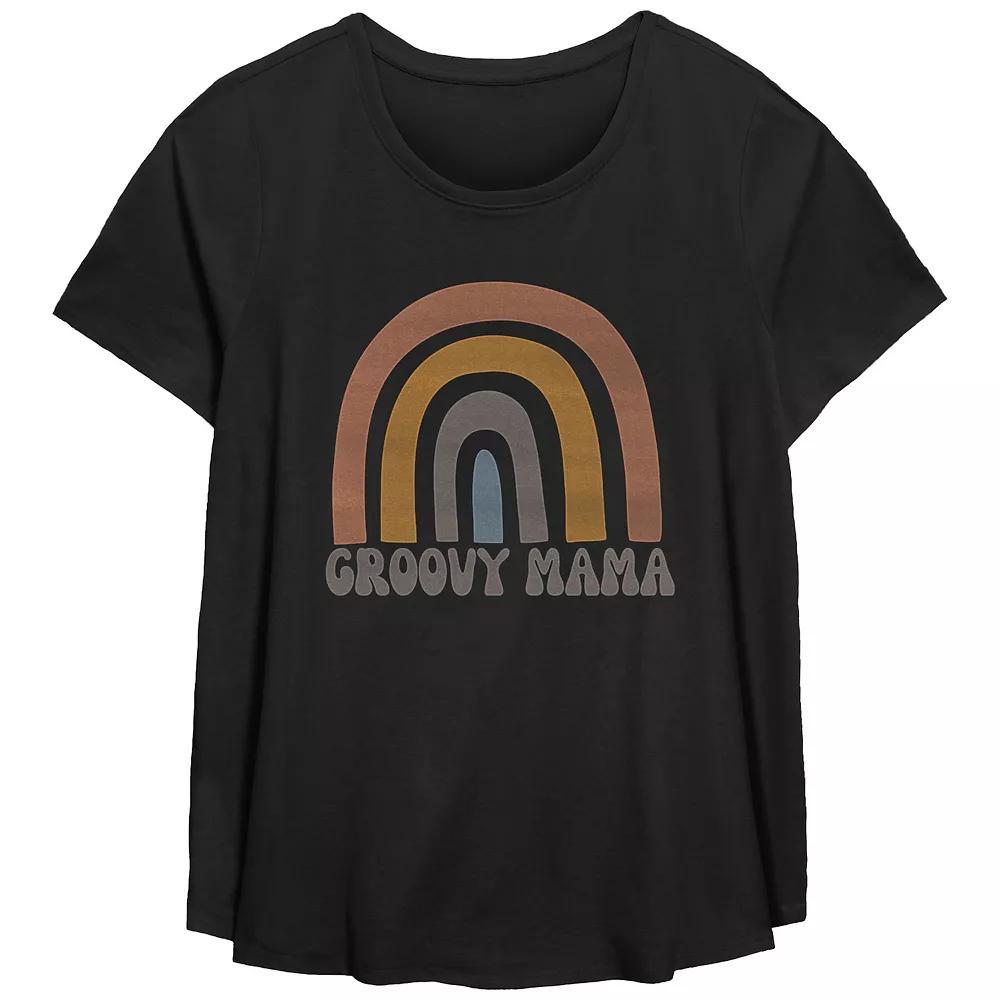 Plus Size Mean Girls I'm Not A Regular Mom I'm A Cool Mom Scoop Hem Flowy Graphic Tee, Women's, Size: 5XL, Black Product Image