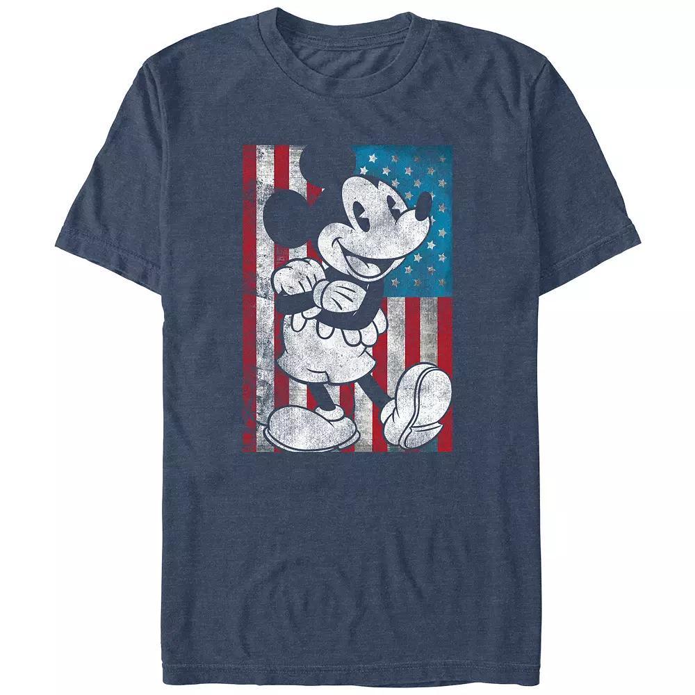 Disney's Mickey Mouse USA Distressed Style Big & Tall Graphic Tee, Men's, Size: 4XB, Navy Grey Product Image