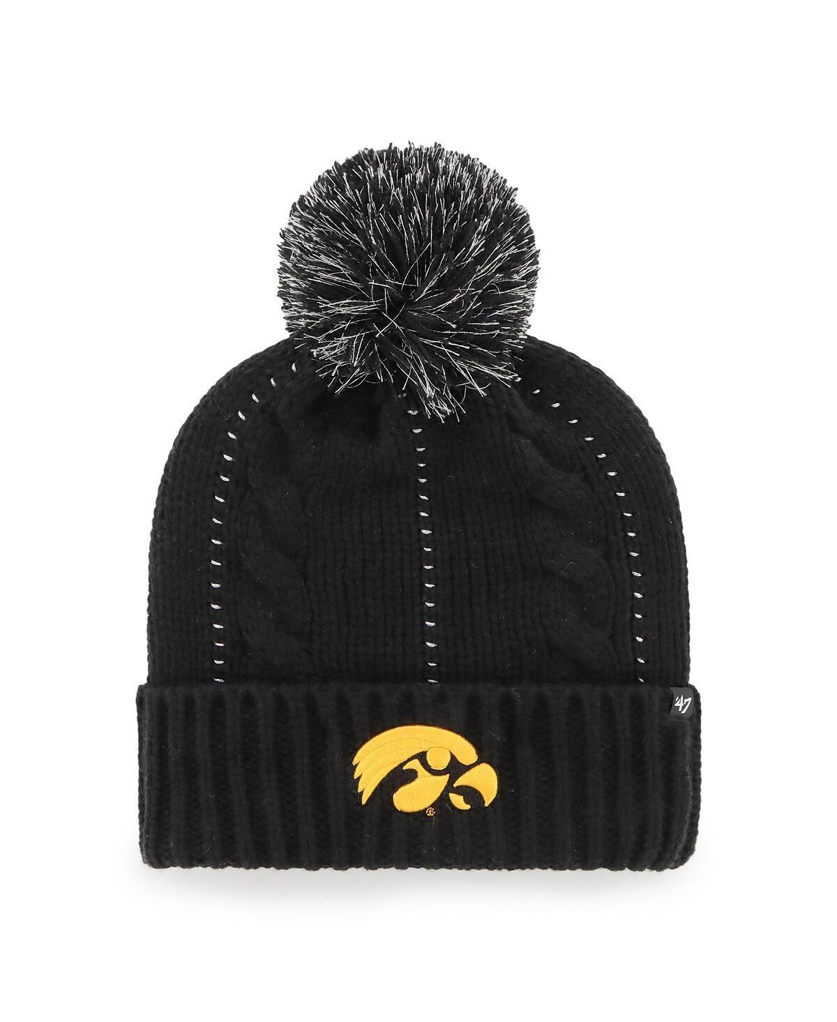 Women's '47 Black Iowa Hawkeyes Bauble Cuffed Knit Hat with Pom Product Image