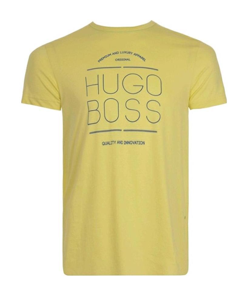 HUGO BOSS T-shirt With Round Neck And Short Sleeves In Yellow Product Image