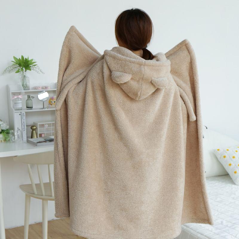 Ear Hooded Plain Fleece Toggle Cape Product Image