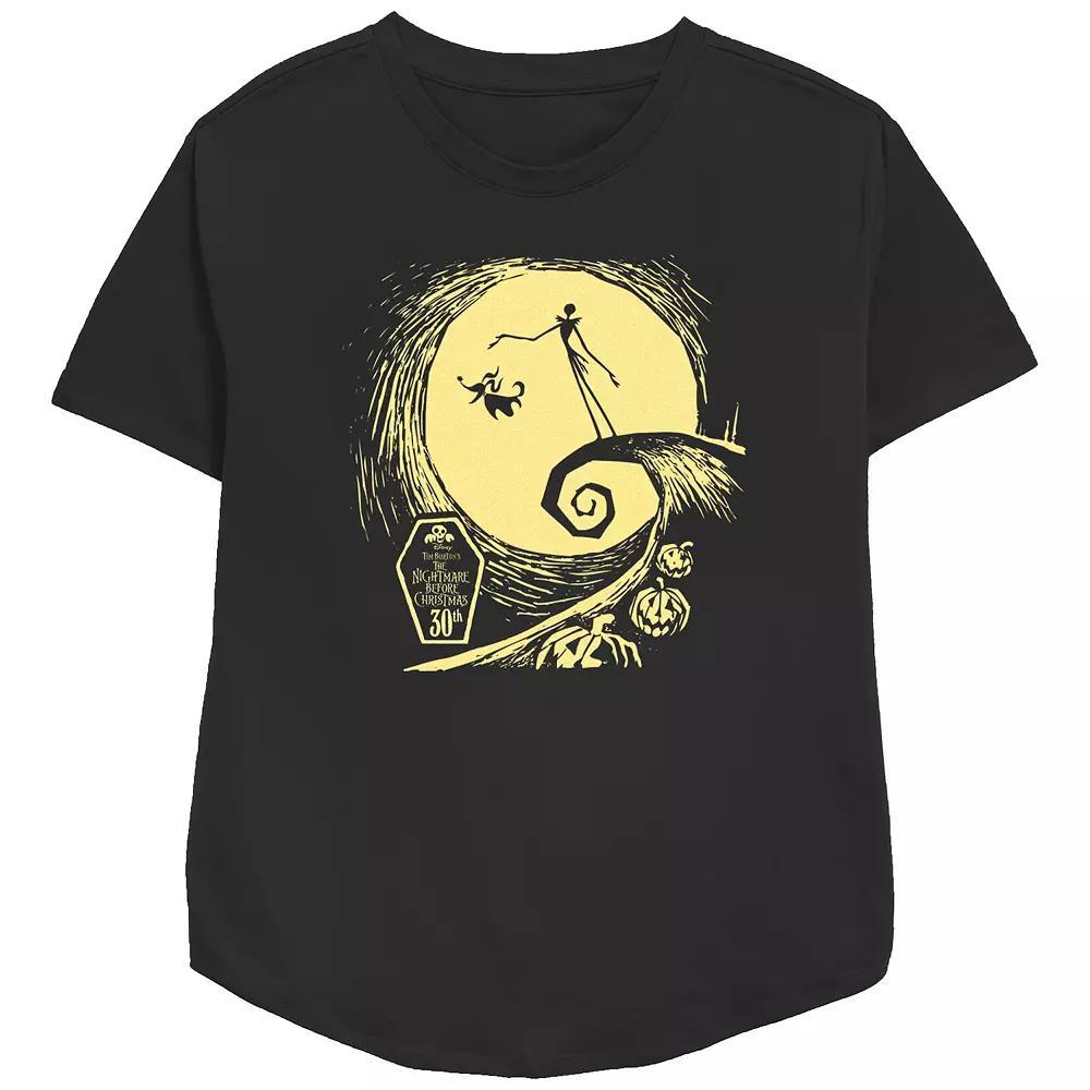 Disney's The Nightmare Before Christmas Jack Skellington Spiral Hill Women's Relaxed Fit Graphic Tee, Size: Small, Black Product Image