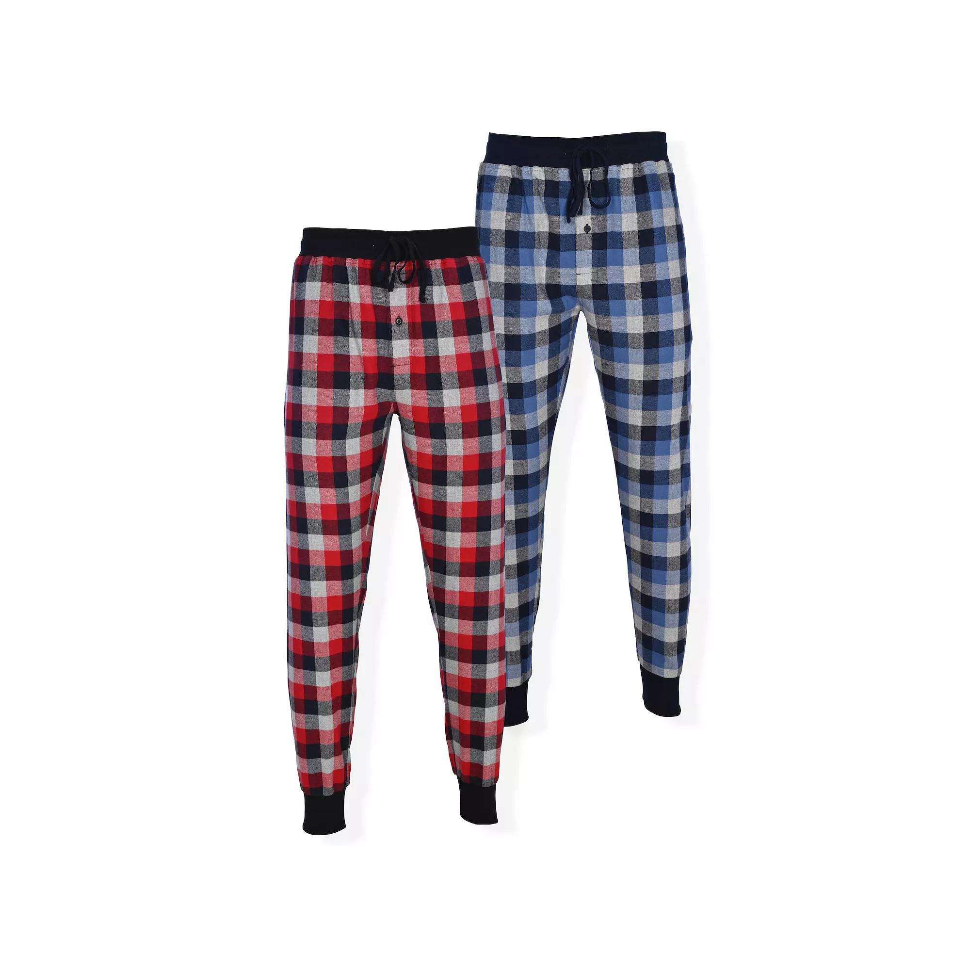 Big & Tall Hanes 2-pack Flannel Banded Bottom Pajama Pants, Men's, Size: 4XL Tall, Red Product Image