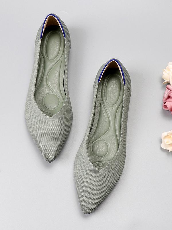 Pointed-Toe Shallow Cut Split-Joint Flat Shoes Product Image