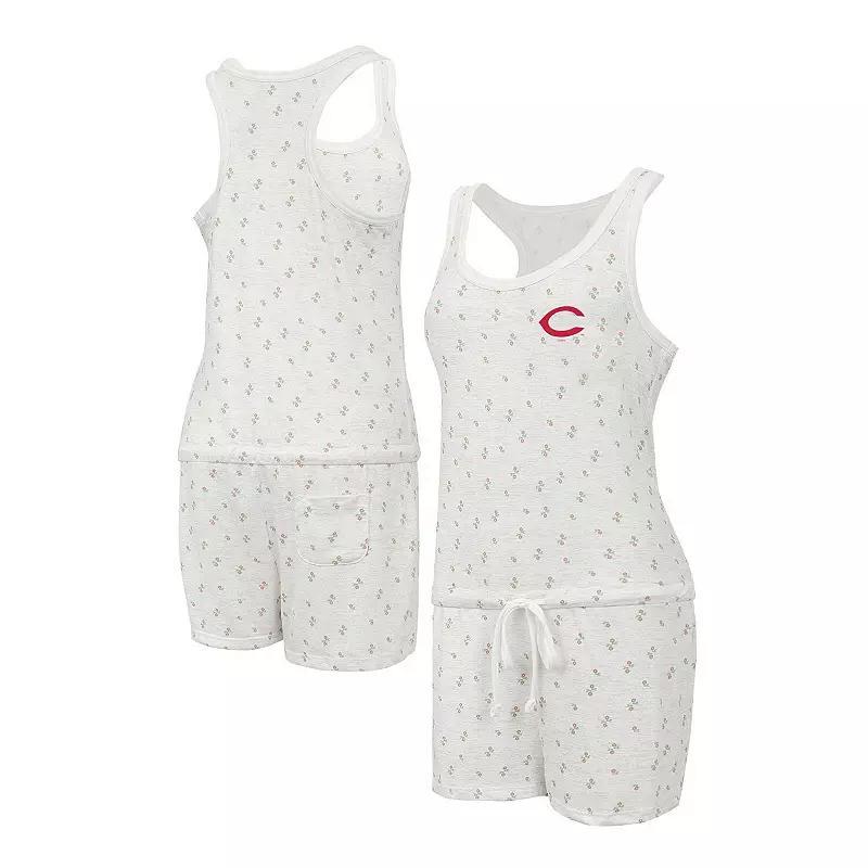 Women's Concepts Sport Cream Cincinnati Reds Gardner Hacci Knit Romper, Size: 2XL, Red Beige Product Image