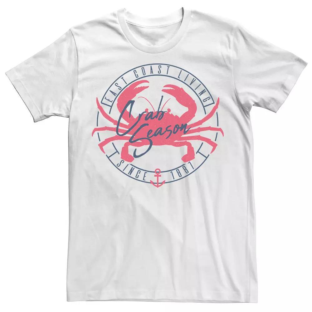 Big & Tall East Coast Living Crab Season Circle Tee, Men's, Size: XLT, White Product Image