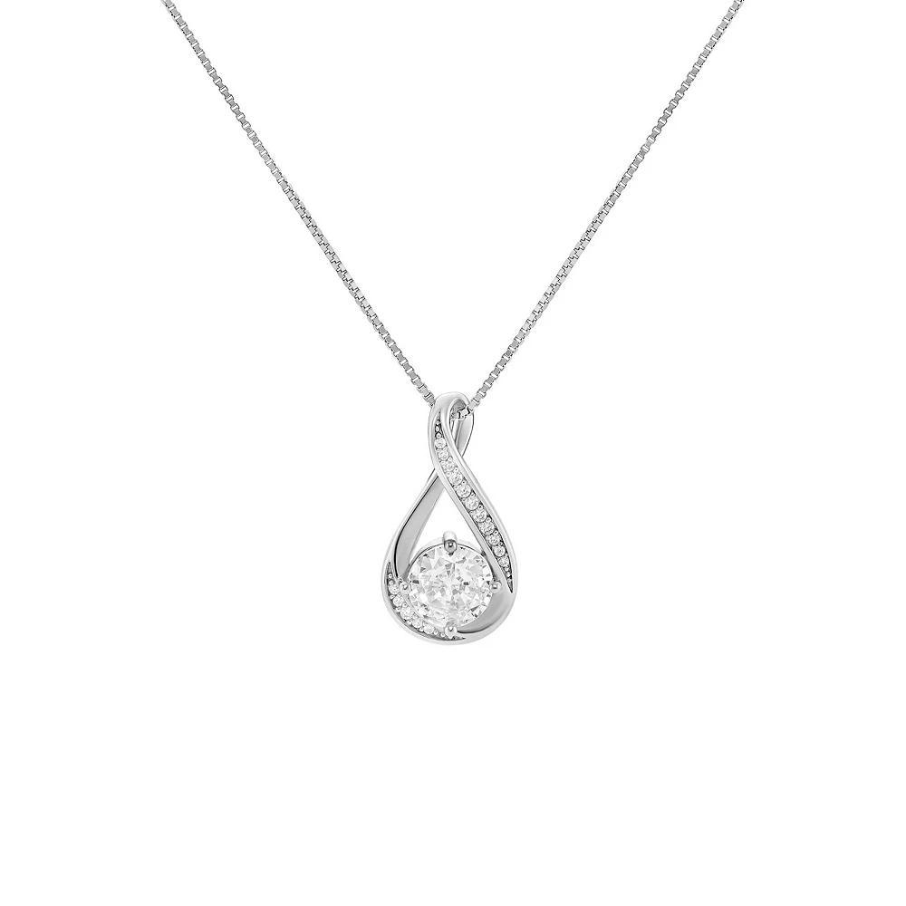 PRIMROSE Sterling Silver Cubic Zirconia Infinity Pendant Necklace, Women's, Size: 18", Sterling Silver White Product Image