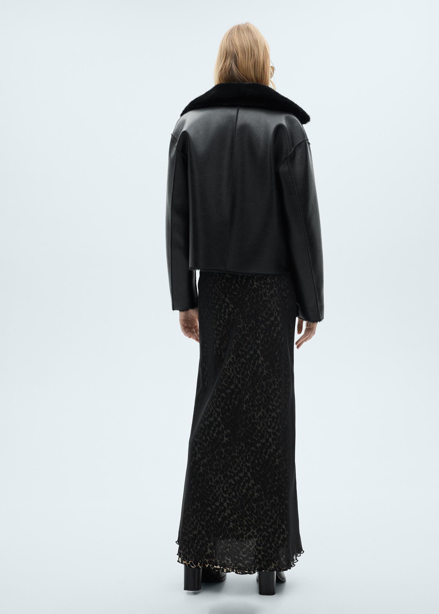 Double-sided leather-effect jacket with pockets - Women | MANGO USA Product Image