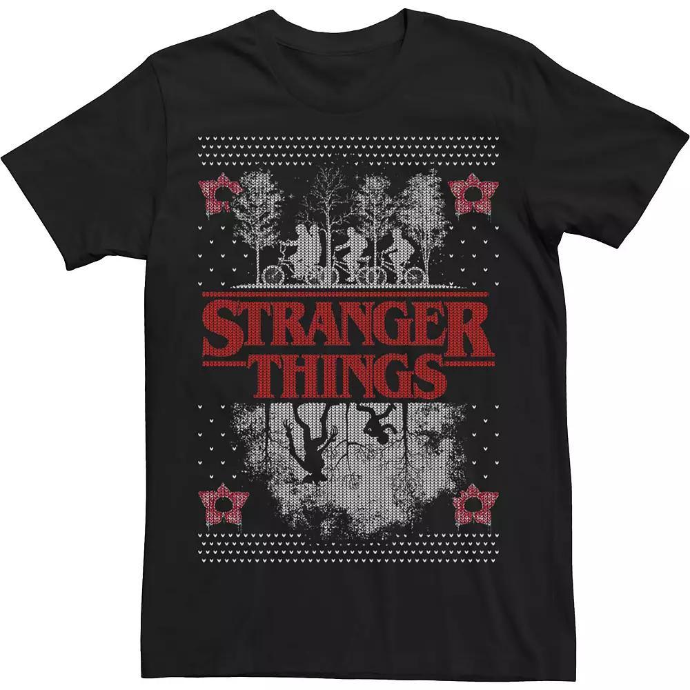 Men's Netflix Stranger Things Ugly Christmas Sweater Style Tee, Size: 3XL, Black Product Image