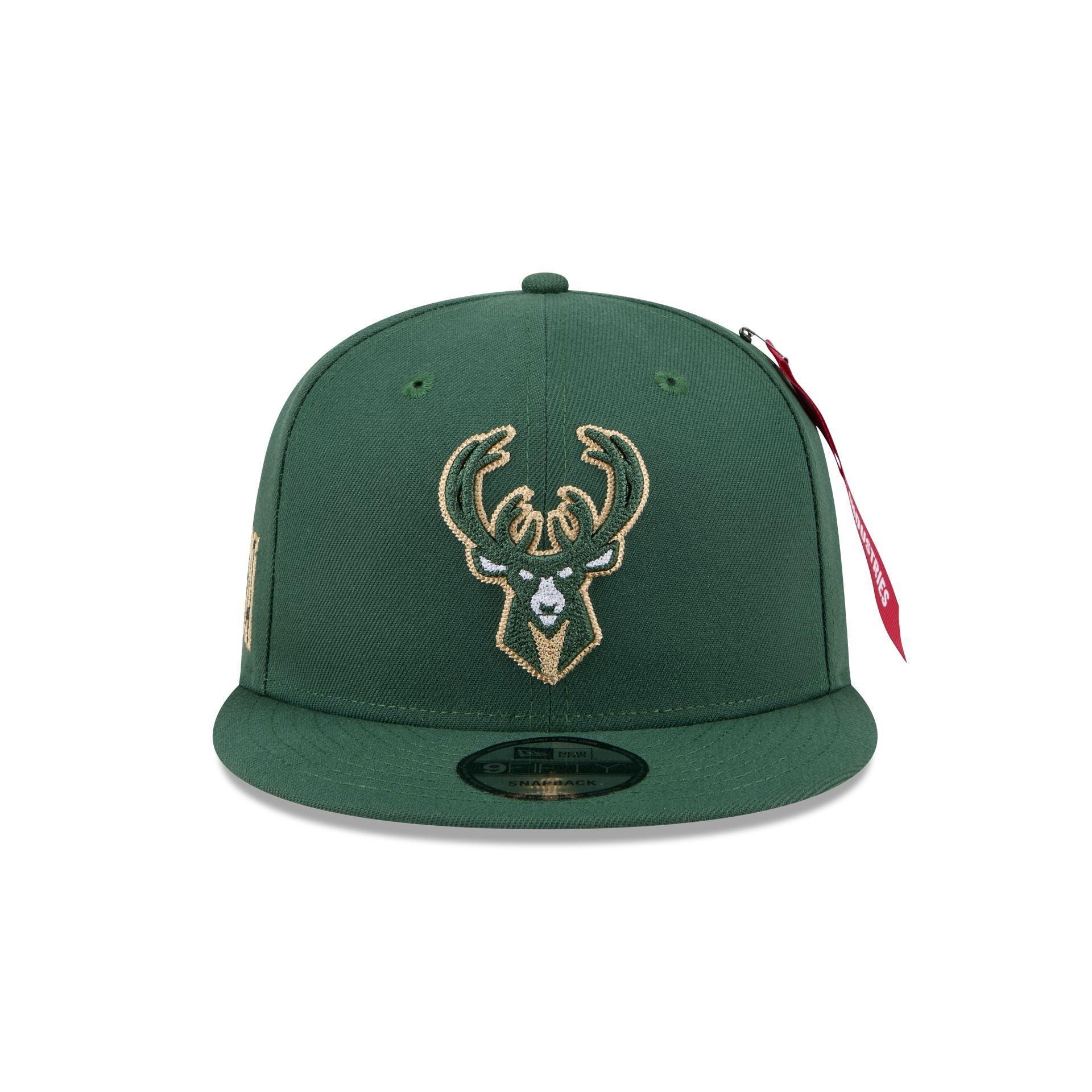 Alpha Industries x Milwaukee Bucks Green 9FIFTY Snapback Hat Male Product Image