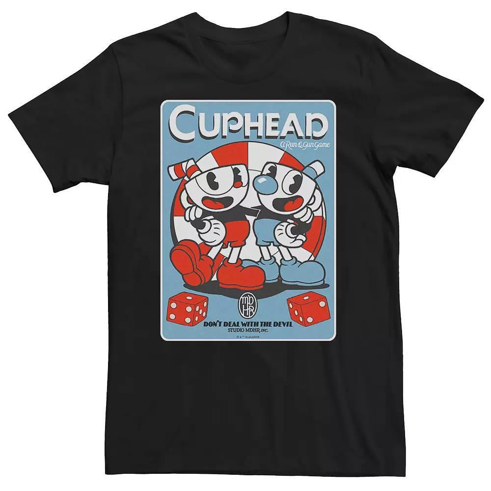 Big & Tall Cuphead Don't Deal With The Devil Castle Card Poster Tee, Men's, Size: 3XL Tall, Black Product Image