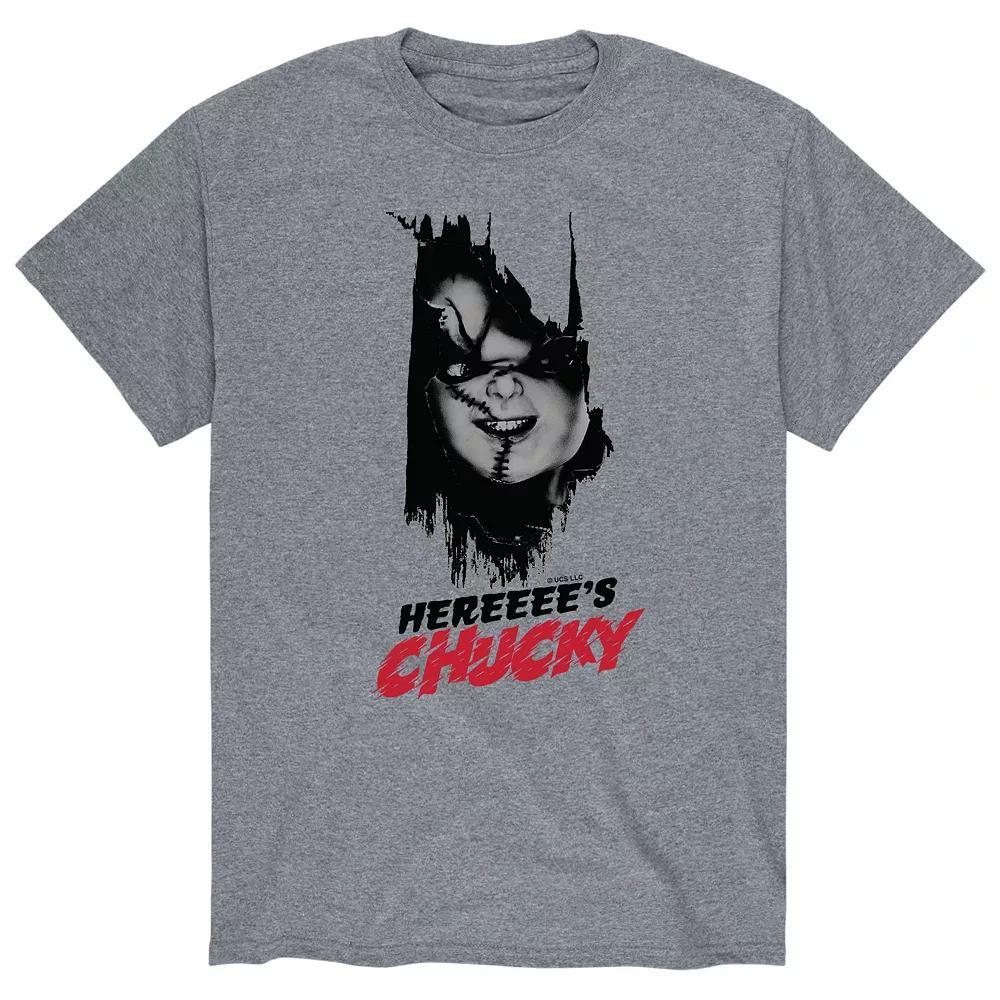 Men's Chucky Here's Chucky Tee, Size: Large, Gray Product Image