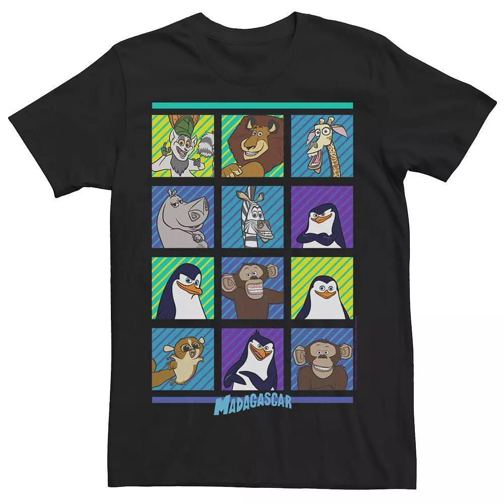 Men's Madagascar Group Shot Bold Panels Poster Graphic Tee, Size: XXL, Black Product Image