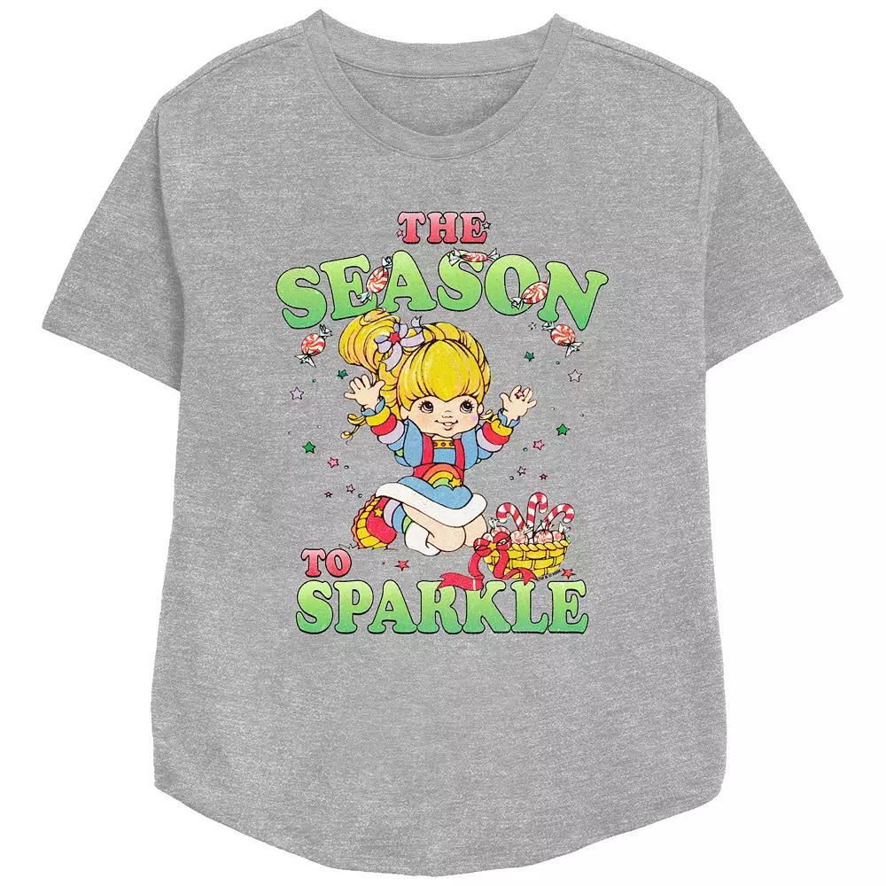 Women's Rainbow Brite The Season To Sparkle Relaxed Fit Graphic Tee, Size: XS, Athletic Grey Product Image