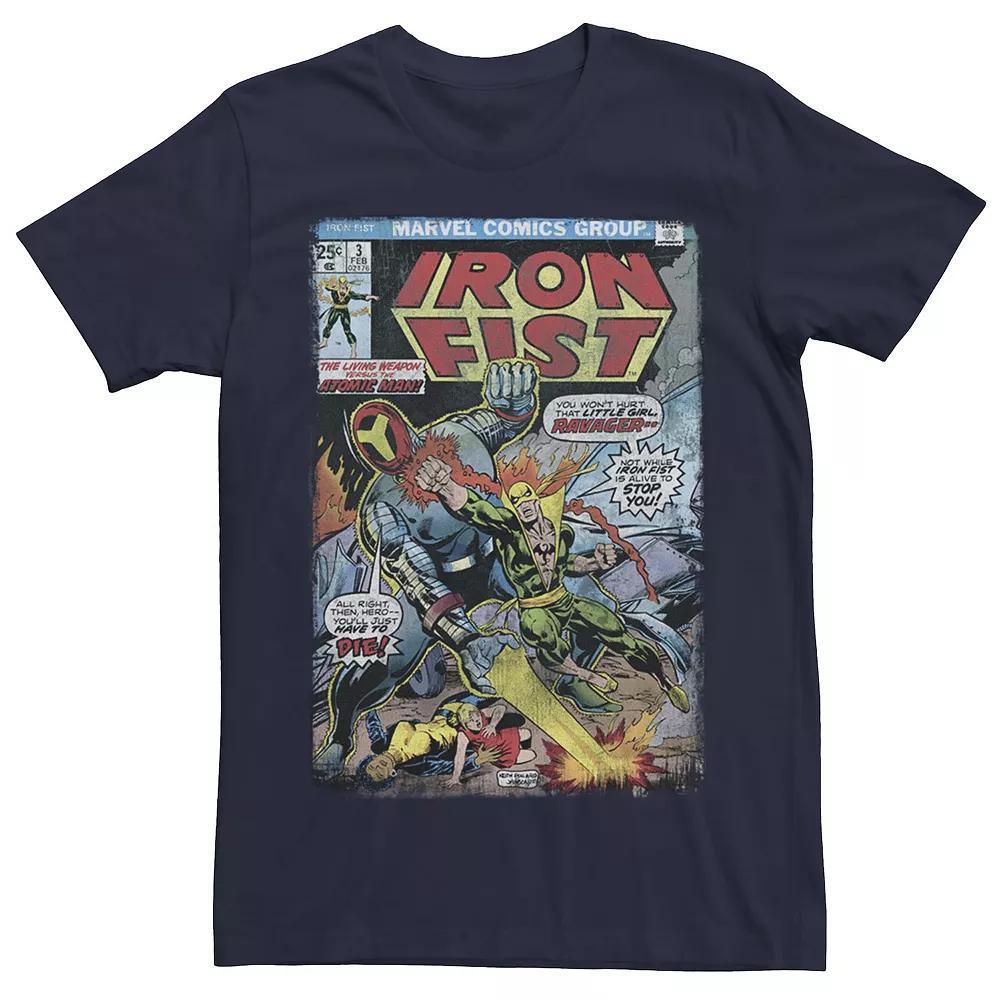 Men's Marvel Iron Fist vs Atomic Man Comic Tee, Size: 3XL, Blue Product Image