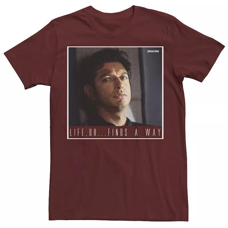 Men's Jurassic Park Ian Malcolm Life Finds A Way Graphic Tee, Size: XL, Red Grey Product Image