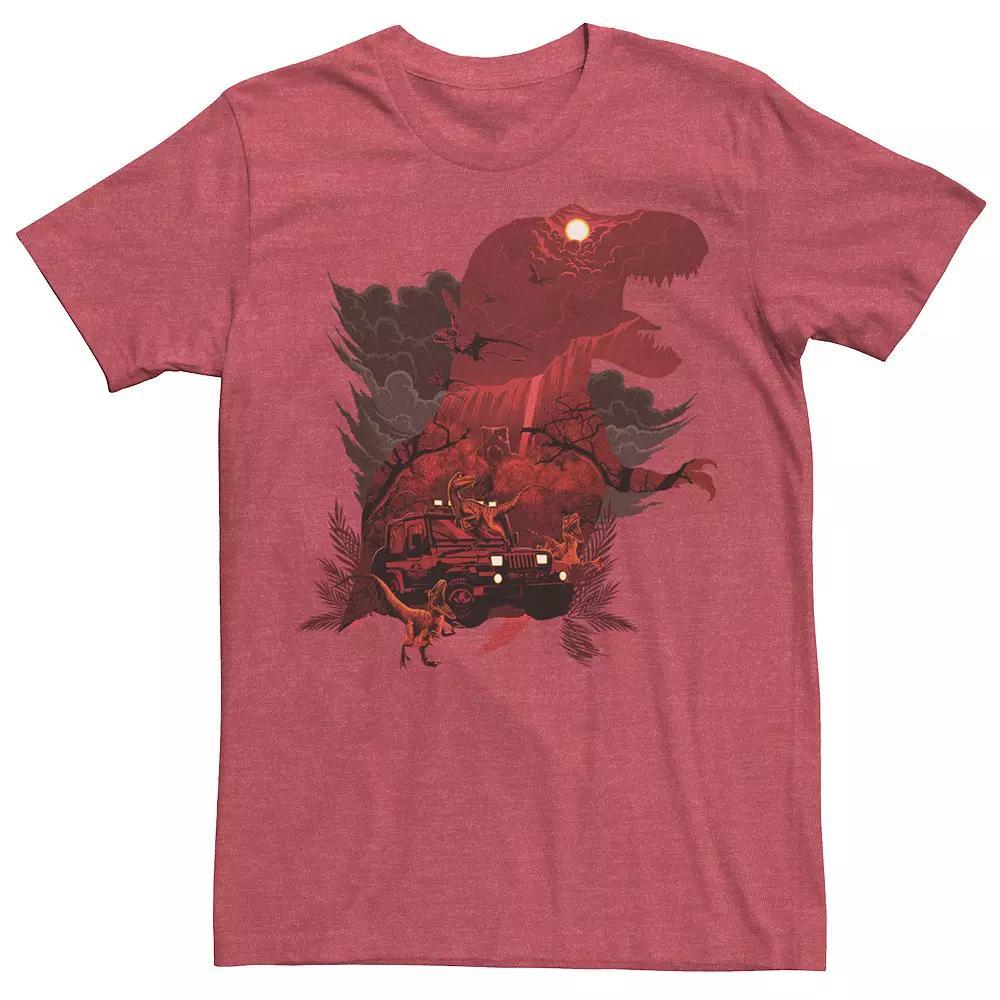 Men's Jurassic Park T-Rex Red Safari Collage Graphic Tee, Size: XXL, Red Grey Product Image
