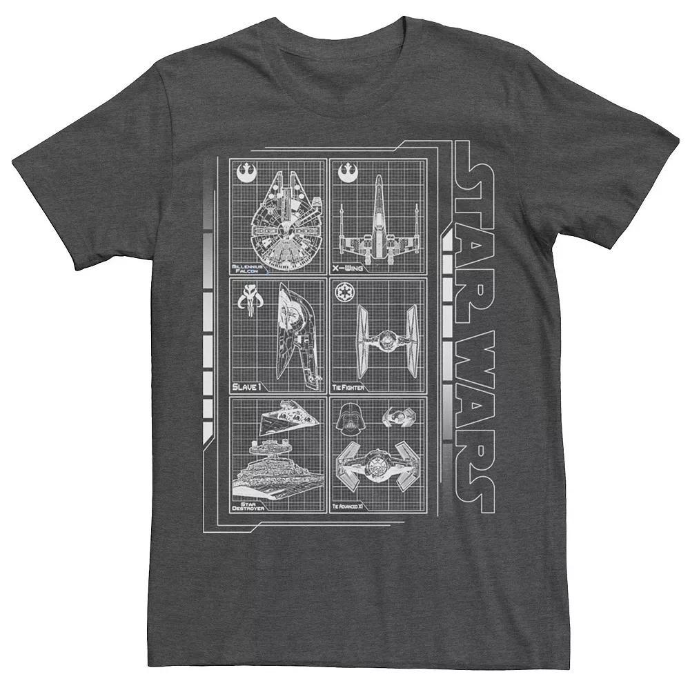 Men's Star Wars Battle Ships Schematic Tee, Size: Large, Red Product Image