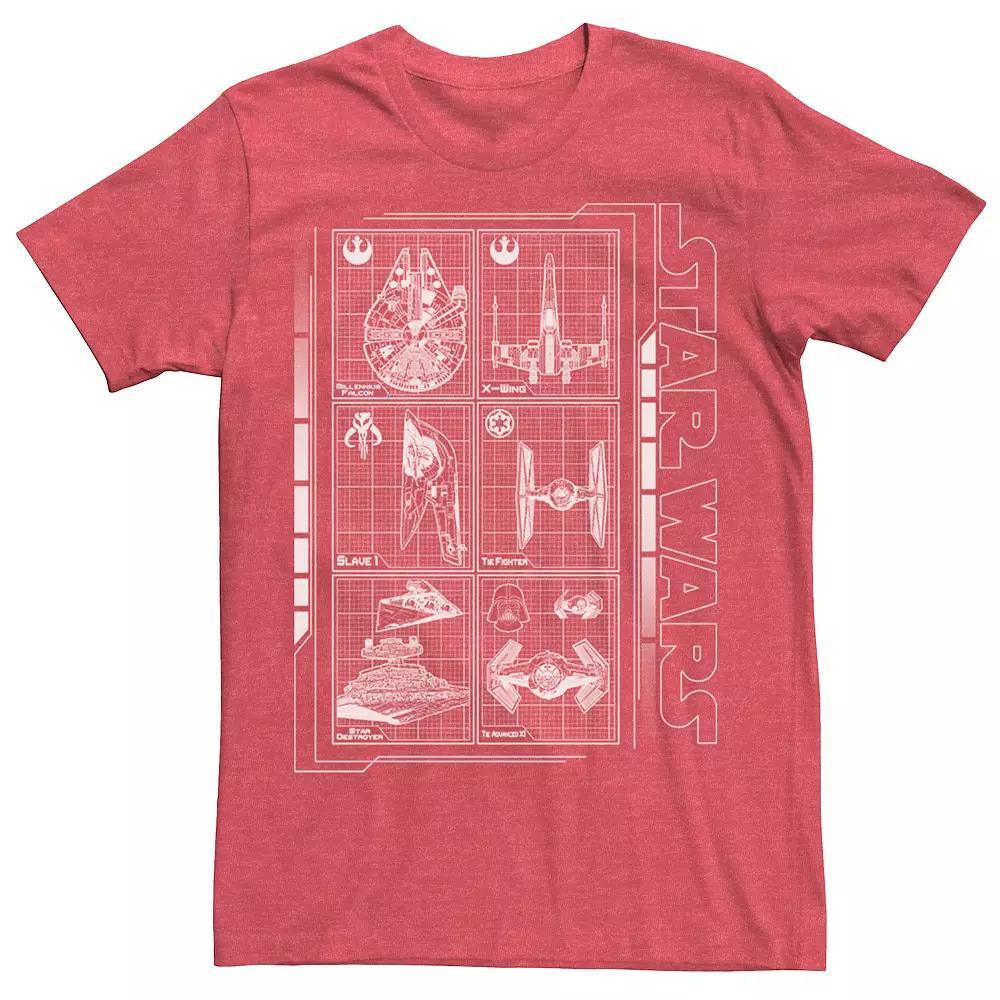 Men's Star Wars Battle Ships Schematic Tee, Size: Large, Red Product Image