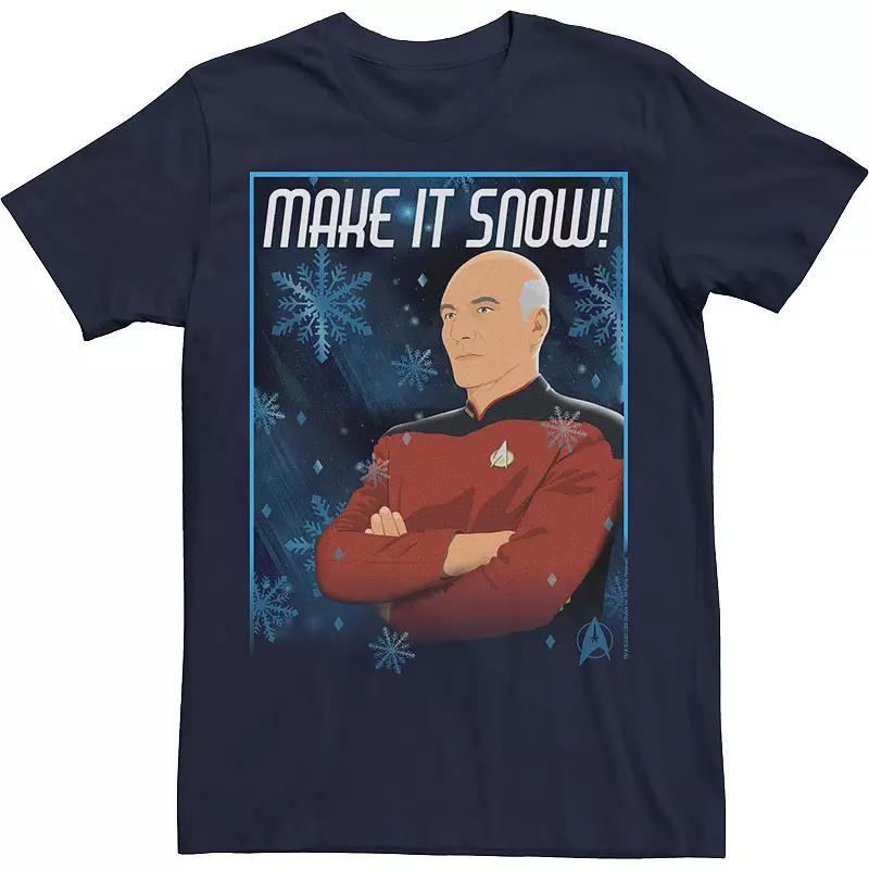 Men's Star Trek: The Next Generation Captain Picard Make It Snow Tee, Size: Large, Blue Product Image