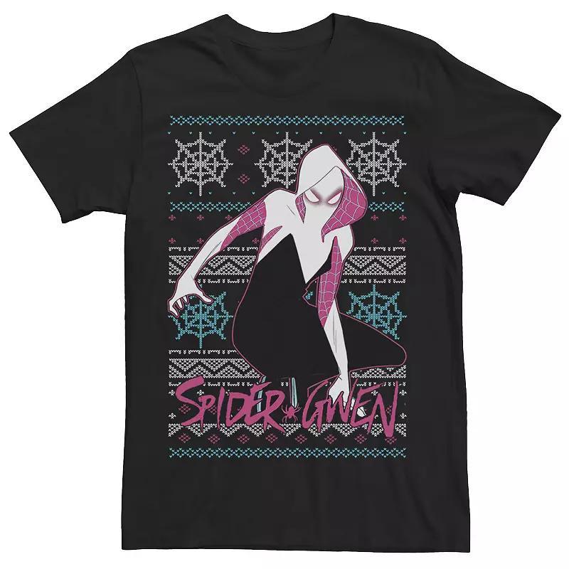 Big & Tall Marvel Spider Gwen Ugly Christmas Tee, Men's, Size: XXL Tall, Black Product Image