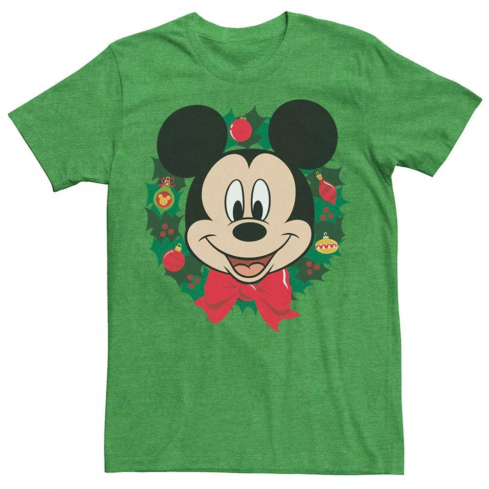 Disney's Mickey Mouse Christmas Wreath Portrait Men's Tee, Size: Small, Kelly Grey Product Image
