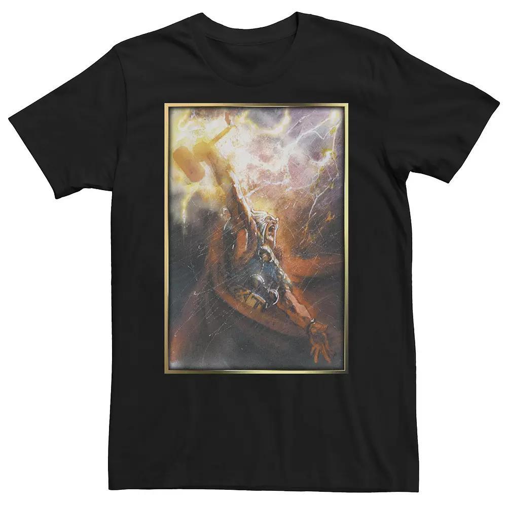 Men's Marvel Thor God Of Thunder Mjolnir Lightning Tee, Size: 3XL, Black Product Image