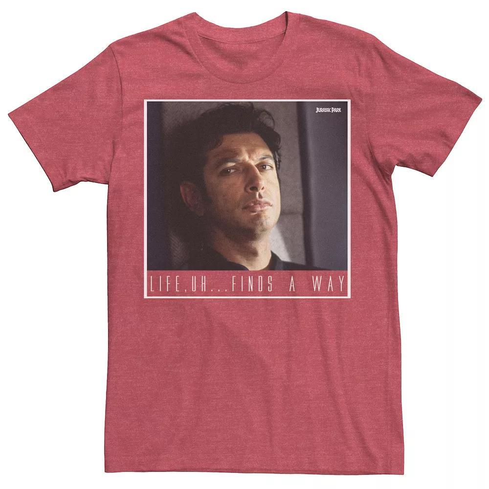 Men's Jurassic Park Ian Malcolm Life Finds A Way Graphic Tee, Size: XL, Red Grey Product Image