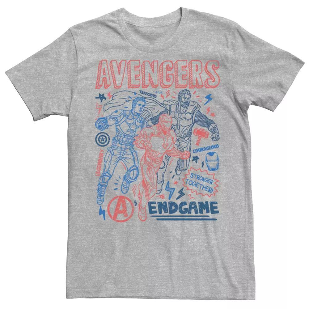 Mens Marvel Avengers Endgame Mightiest Line Art Tee Athletic Grey Product Image