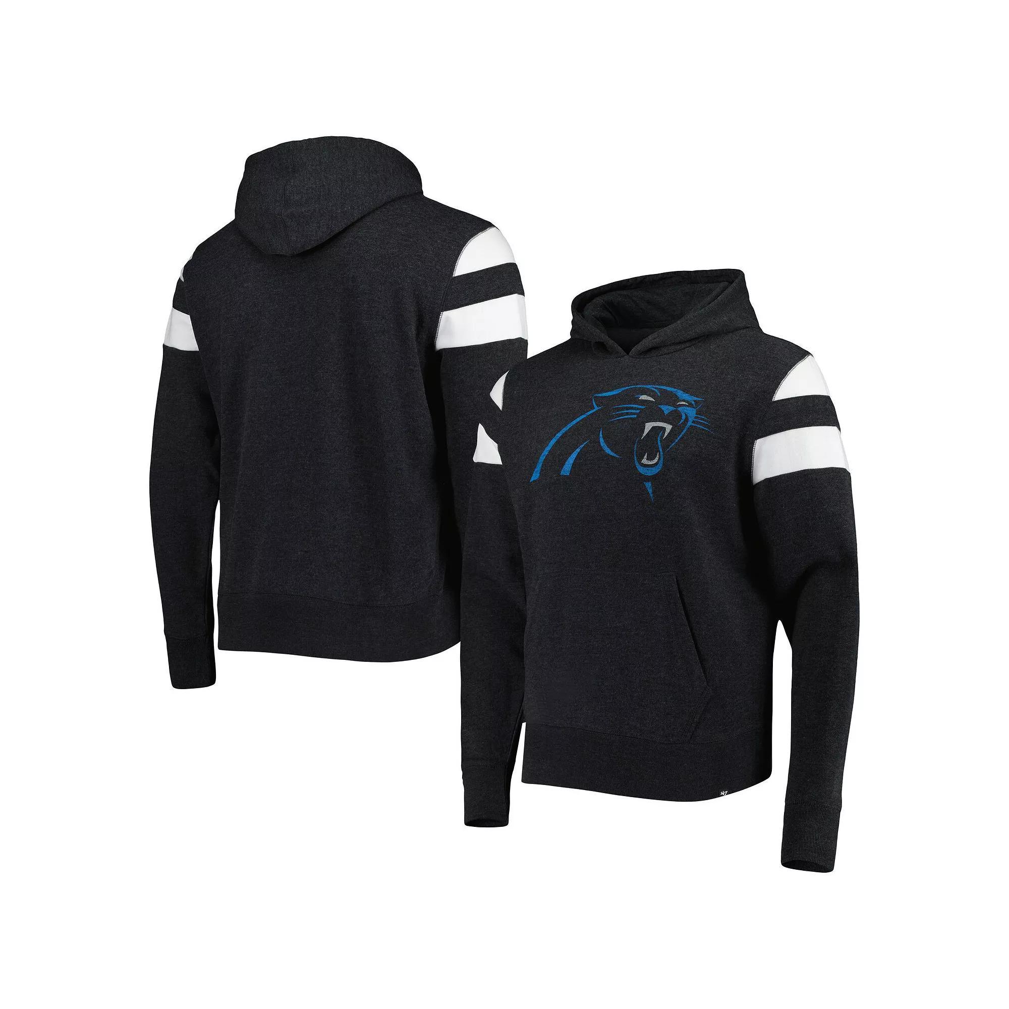 Men's '47 Heathered Black Carolina Panthers Premier Nico Pullover Hoodie, Size: Large Product Image