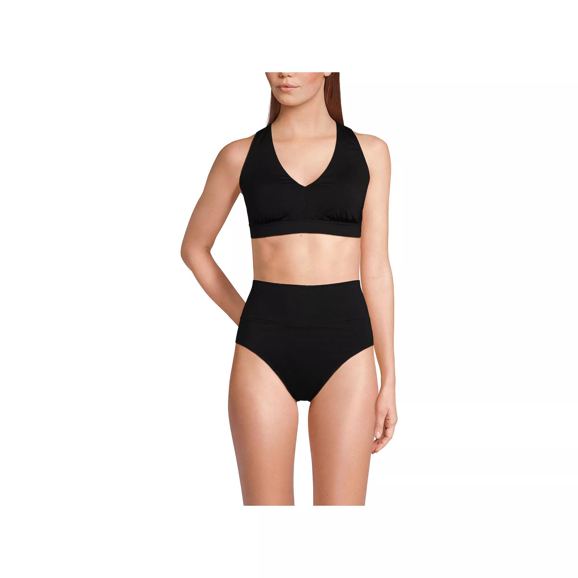 Women's Lands' End V-Neck Tankini & High Waisted Bottom 2-pc. Swimsuit Set, Size: Large, Black Product Image