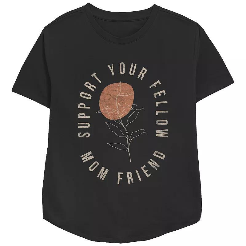 Women's Support Your Fellow Mom Friend Relaxed Fit Graphic Tee, Size: XS, Black Product Image