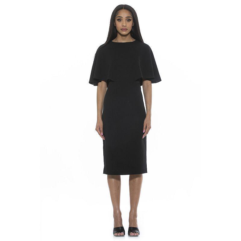 Women's ALEXIA ADMOR Crewneck Draped Midi Sheath Dress, Size: Small, Pink Product Image