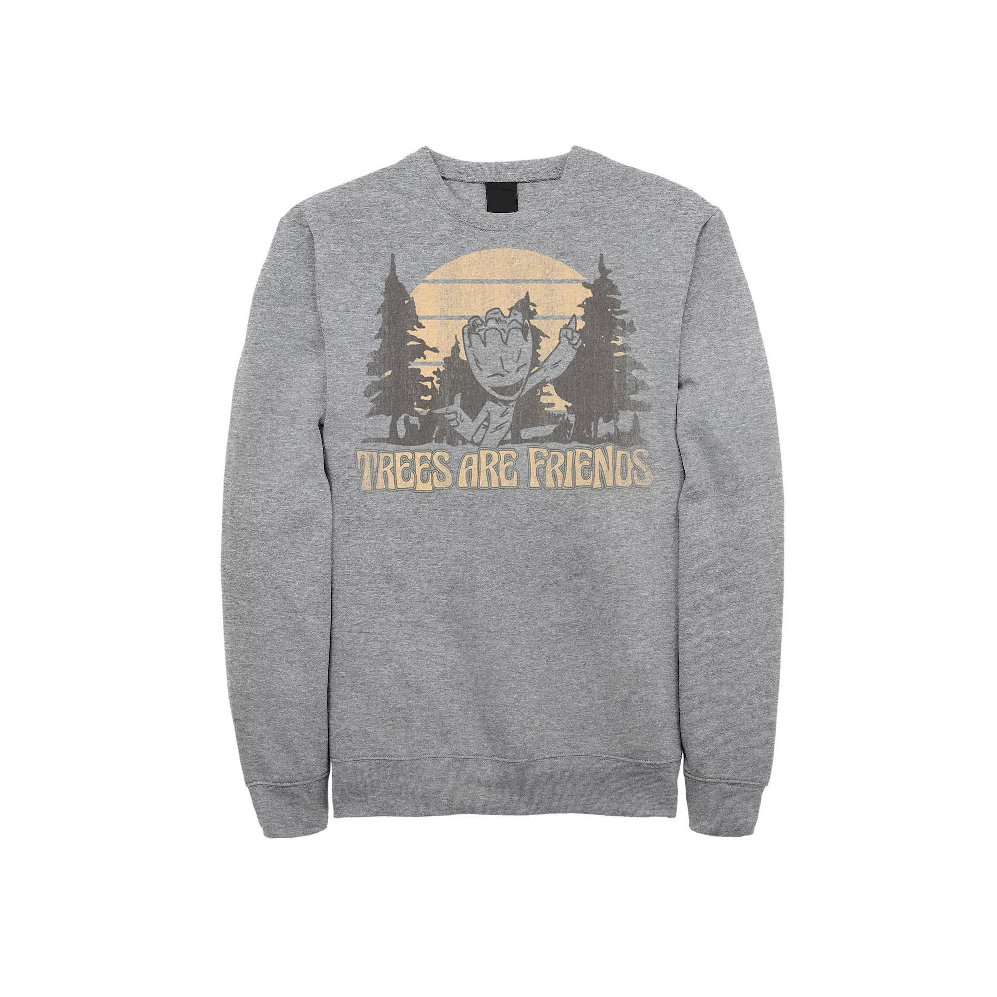 Men's Marvel Guardians Of The Galaxy Groot Trees Are Friends Sweatshirt, Size: Small, Athletic Grey Product Image
