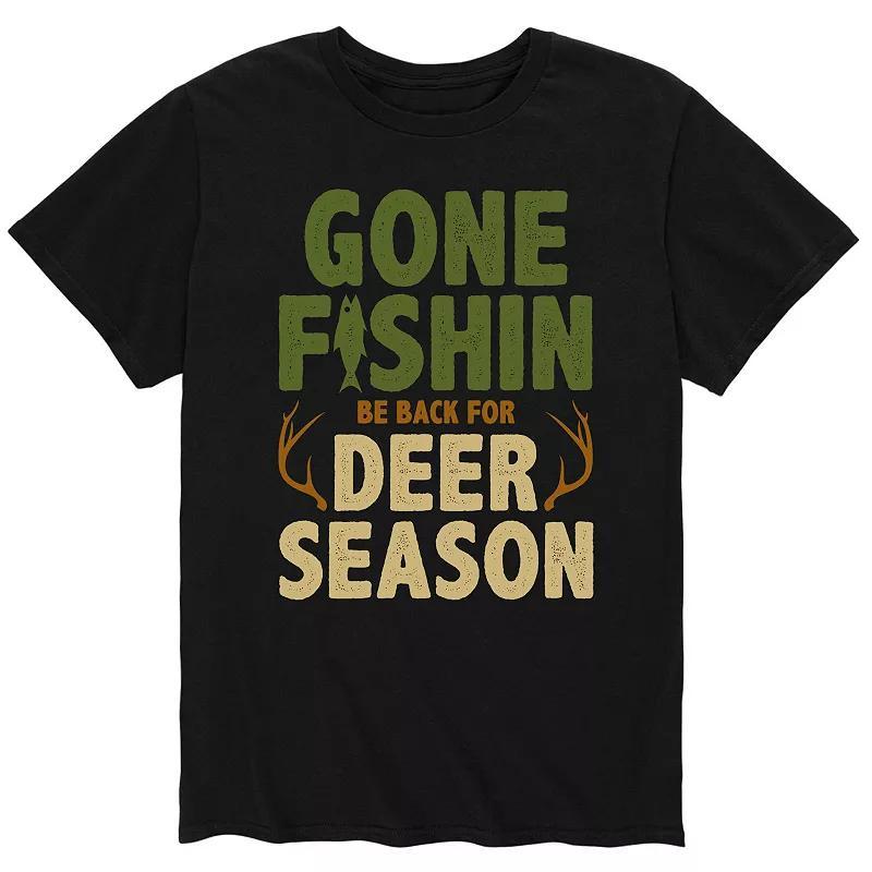 Men's "Gone Fishin Be Back For Deer Season" Tee, Size: Medium, Black Product Image